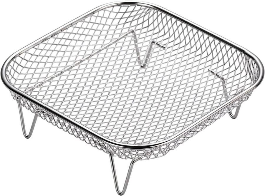 Airfryer Roosters Stapelbaar Gaasmand Gelijkmatig Koken Optimale Luchtcirculatie 13.5x6.7cm Zilverkleurig