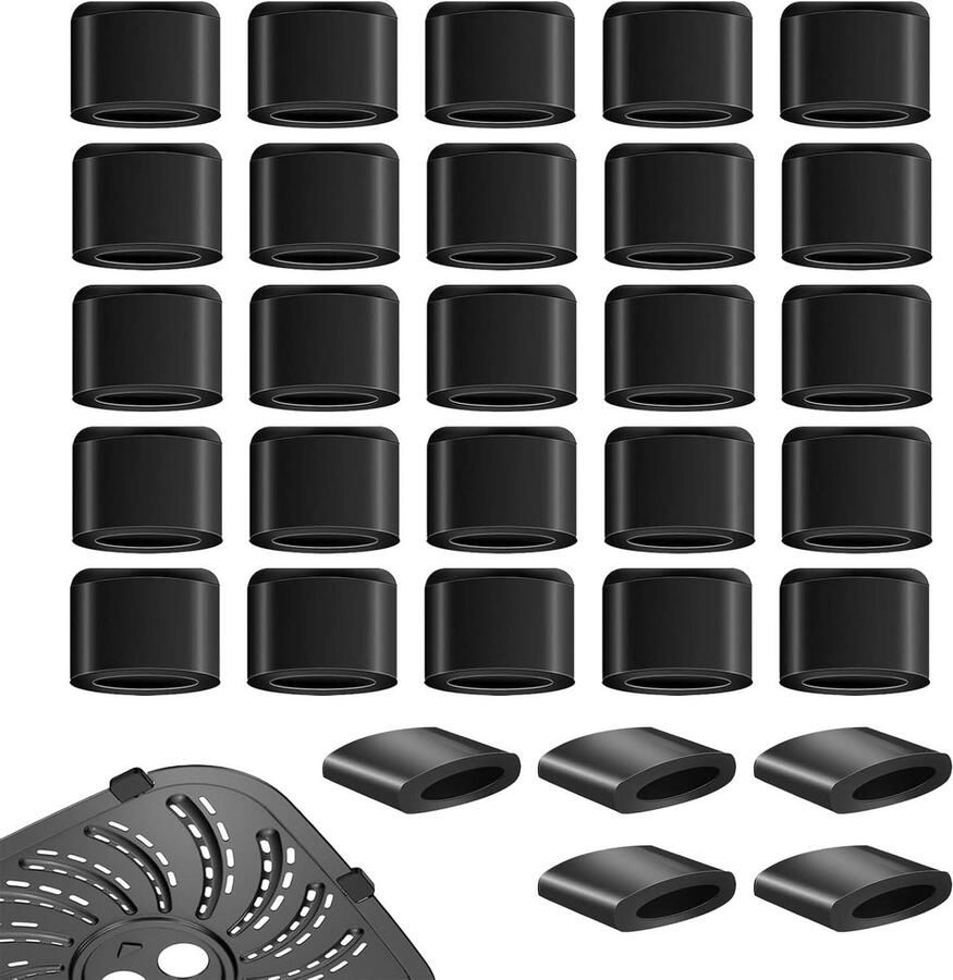Airfryer Rubber Buffers Beschermhoesjes Airfryer Onderhoud Hittebestendig Silicone 30 stuks Zwart