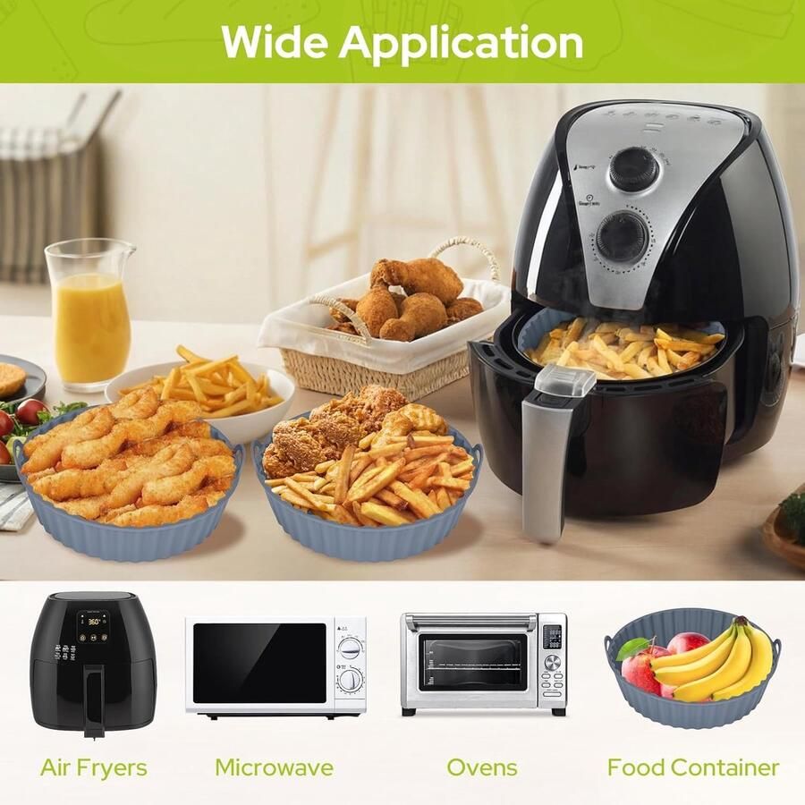 Airfryer Silicone Pot 3 Stuks Herbruikbare Pan Liners en Mand Accessoires voor Heteluchtfriteuses Magnetron en Oven