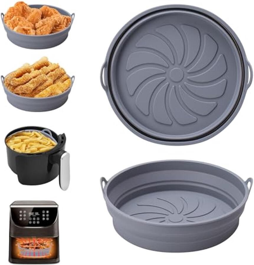 Airfryer Silicone Pot Herbruikbare Pan Liners voor Heteluchtfriteuse en Magnetron Opvouwbare Tray Rack Accessoires