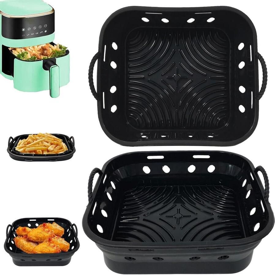 Airfryer siliconen bakje 2 stuks herbruikbaar siliconenmatje 216 cm pot liner Cosori Tower Air Fryer accessoires voor heteluchtfriteuse 5-7.5 l Airfryer siliconen bakje