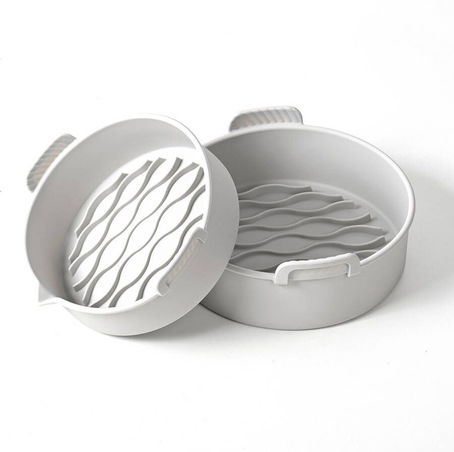Airfryer siliconen bakje 20*6.5cm 2 stuks Airfryer accessoires Vaatwasser veilig BPA-vrij Grijs