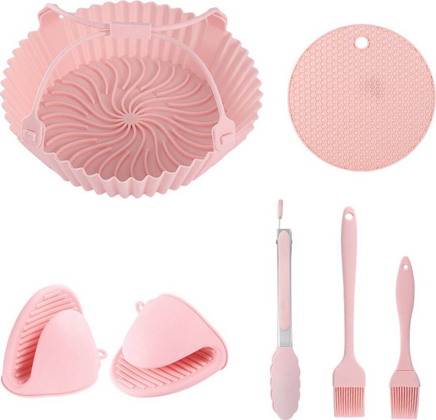 Airfryer siliconen bakje 7 stuks Airfryer accessoires Vaatwasser veilig BPA-vrij roze