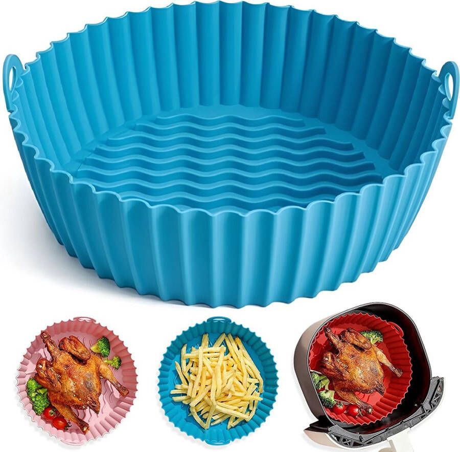 Airfryer Siliconen Bakje Airfryer Bakvorm Airfryer Siliconen Mandje Airfryer Bakje Airfryer Accessoires Bakblik Siliconen Bakvormen Airfryer Rond Donkerblauw