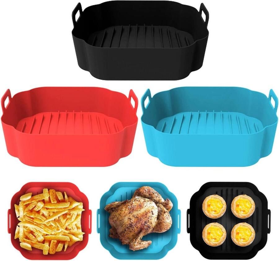 Airfryer siliconen bakje herbruikbaar 3 verpakkingen siliconen vorm accessoires 203 cm vervanging van perkament Airfryer siliconen bakje