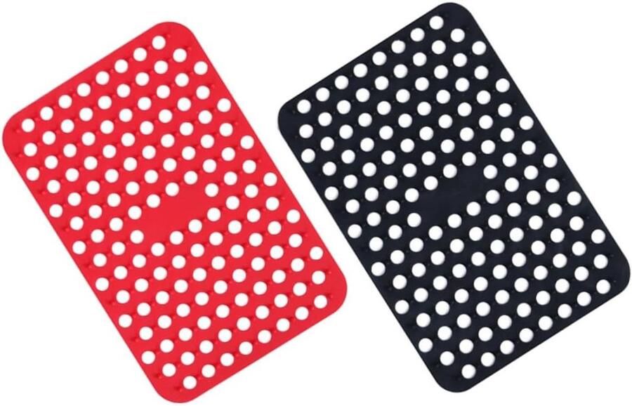Airfryer Siliconen Bakjes Voedselmat Ovenschaal Koken en Bakken Antiaanbaklaag Stevig 20x13x0.2CM Rood Zwart