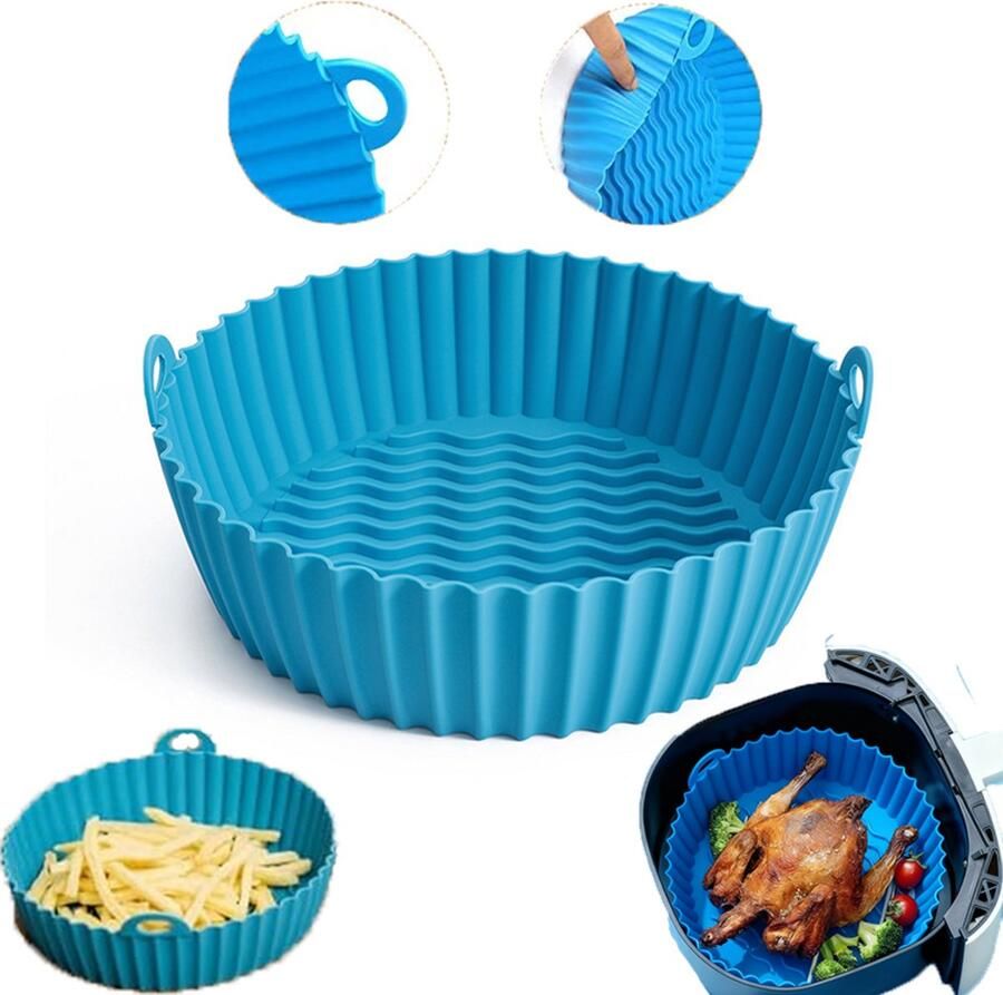 Airfryer siliconen bakplaat Airfryer pan Blauw 7 5 inch Airfryer siliconen pan Herbruikbare airfryer voering Airfryer mand van voedingskwaliteit Airfryer accessoires