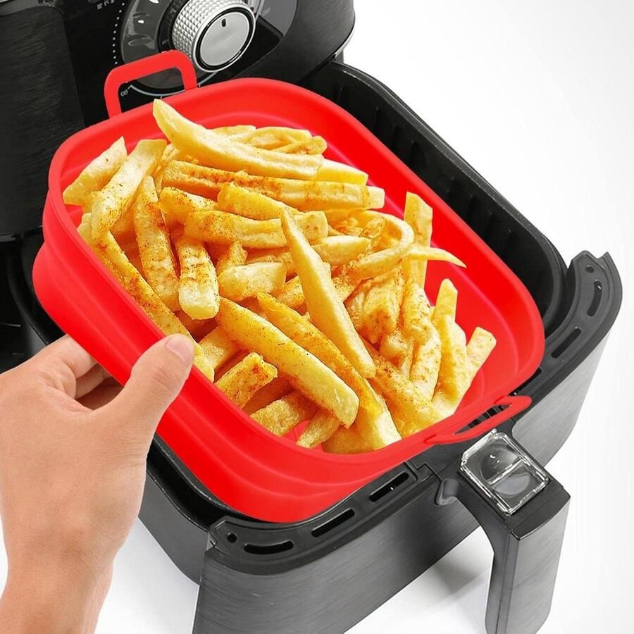 Airfryer Siliconen Bakplaat Herbruikbare Ovenmand Gezond Koken Opvouwbaar Ontwerp 20.5 cm Rood
