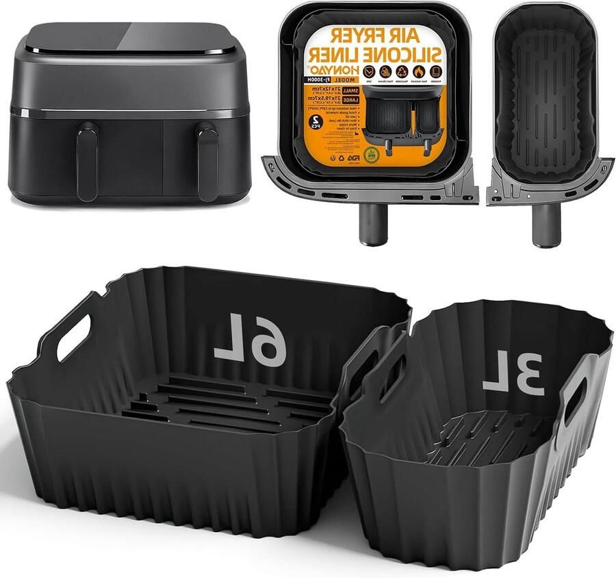 Airfryer Siliconen Bakvorm Airfryer Accessoires Airfryer Schoon Houden Voedselveilig Siliconen 23.1 x 15.3 cm Grijs