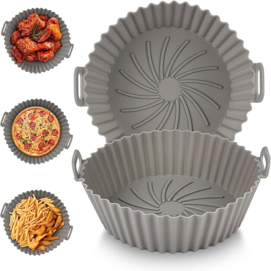 SnelShoppen Airfryer Siliconen Pot 2 Stuks 16 5 cm Herbruikbare Hittebestendige Non-Stick Air Fryer Accessoires Ideaal voor Keuken Gezond Koken