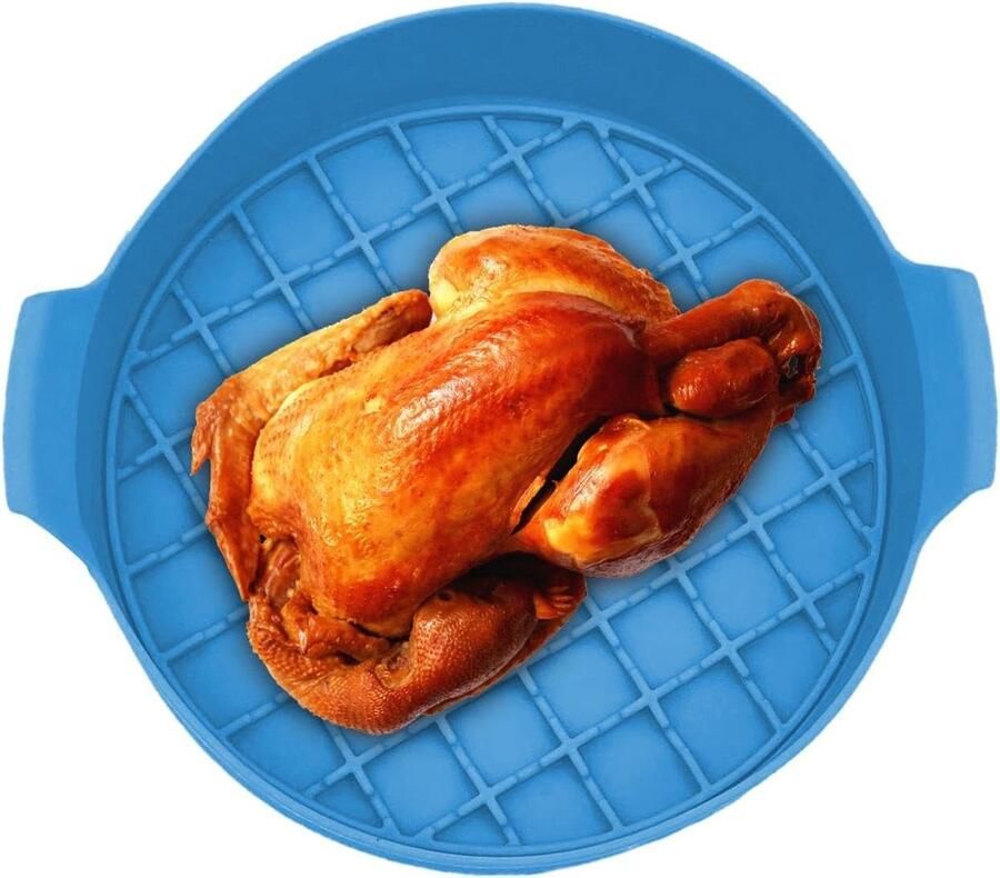Airfryer Siliconen Bakvorm Airfryer Liner Bakpapier Gezond Koken Hittebestendig 230°C 23 cm Diameter Blauw