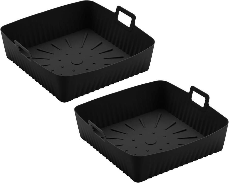 Airfryer Siliconen Bakvorm Airfryer Liner Gezond Bakken Vetgeleidingsontwerp 21x21x6.5 cm Grijs