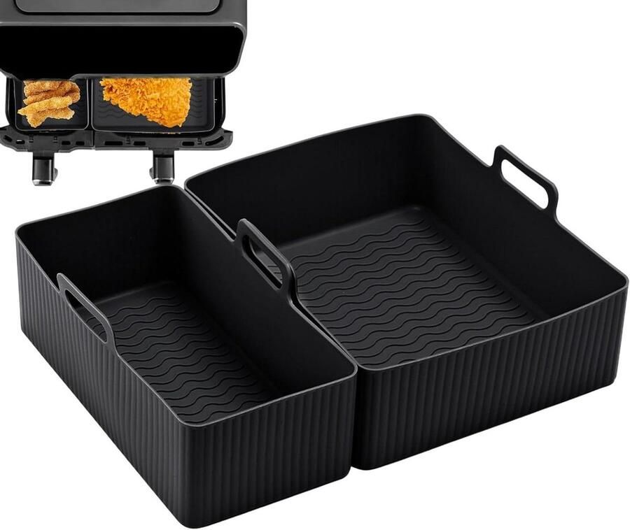 Airfryer Siliconen Bakvorm Airfryer Liner Koken en Bakken Hittebestendig tot 230C 21 cm Diameter Zwart