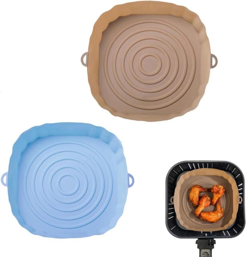 Airfryer Siliconen Bakvorm Airfryer Mand Liner Bakken en Braden Binauraal Ontwerp 2 Stuks