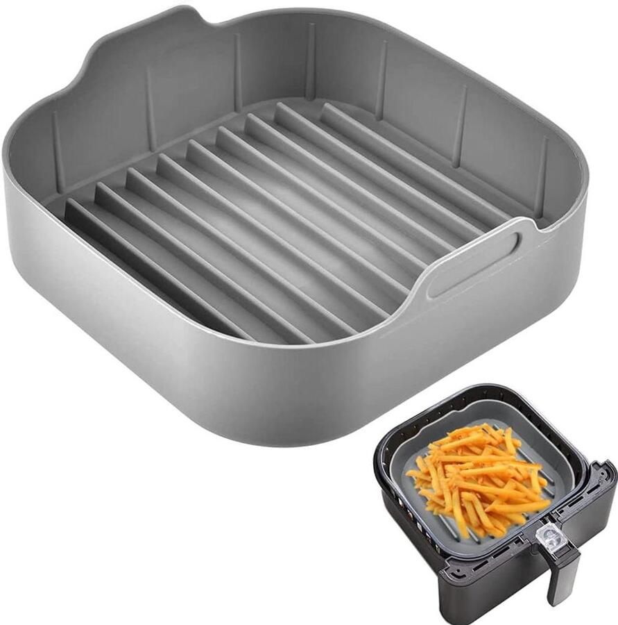 Airfryer Siliconen Bakvorm Airfryer Mand Liner Gezond Bakken Oliescheidend Ontwerp 20.5 x 20.5 x 5.5 cm