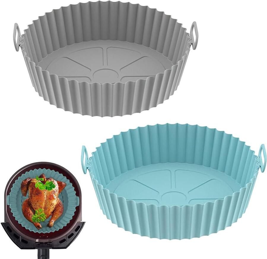 Airfryer Siliconen Bakvorm Herbruikbare Airfryer Accessoires Lekker Eten Bereiden Voorkomt Aanbakken 2 Stuks Grijs