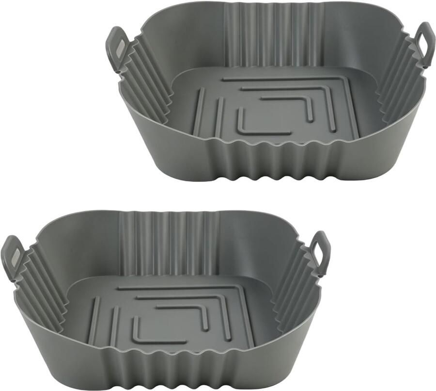 Airfryer Siliconen Bakvorm Heteluchtfriteuse Accessoires Gezond Koken BPA-Vrij Materiaal 2 Stuks 7.6L Grijs