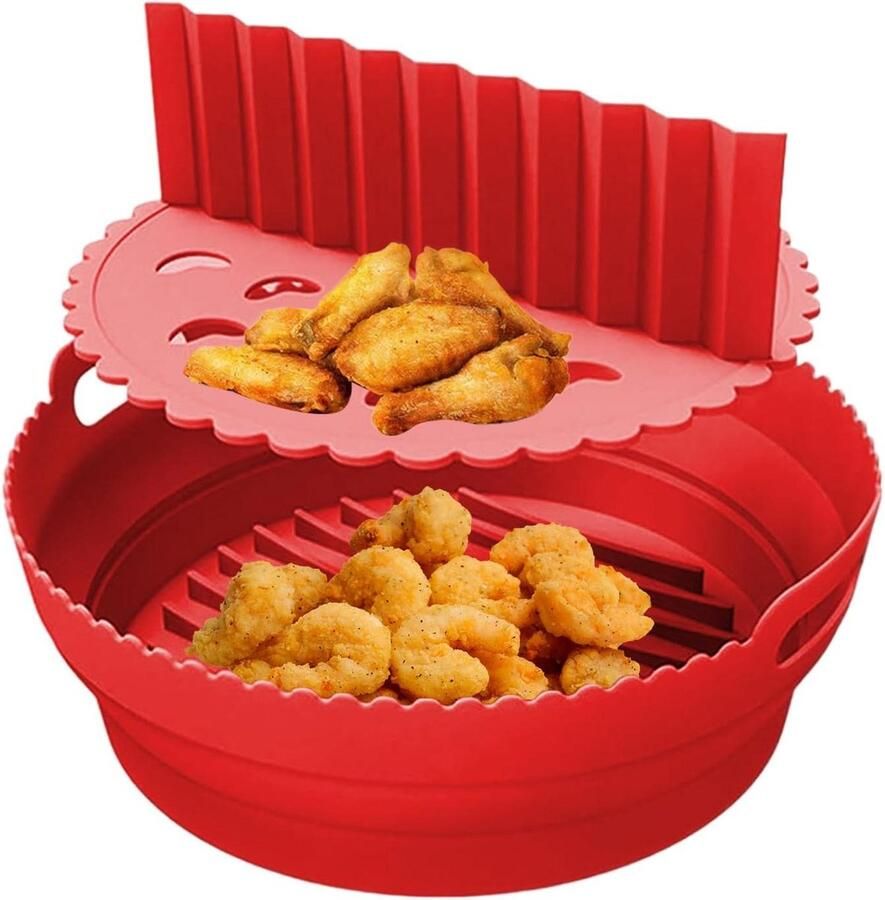 Airfryer Siliconen Bakvorm Onderlegger Mand Hygiënisch Koken Met Scheidingswanden 215 cm Rood