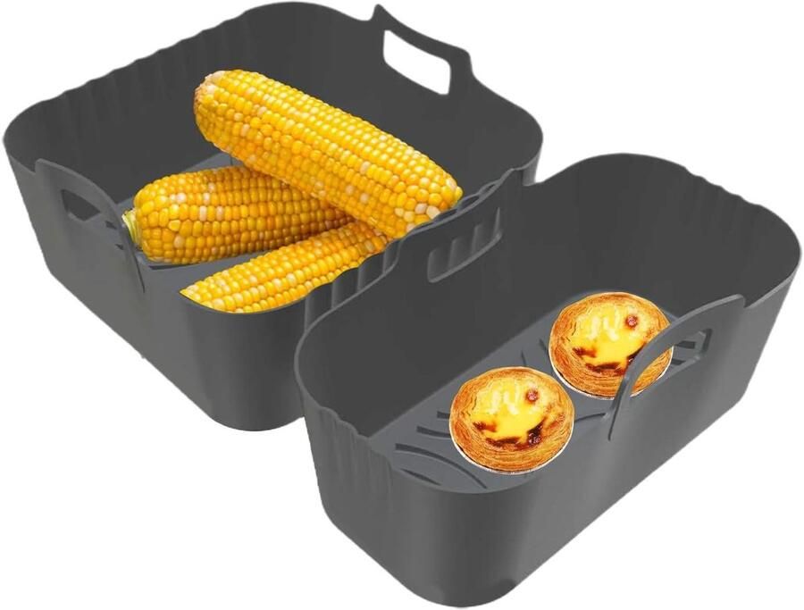 Airfryer Siliconen Bekleding Bakvorm Airfryer Hygiënisch Koken Antiaanbaklaag 18 cm Grijs