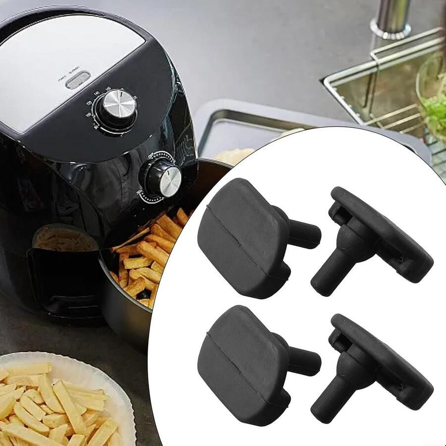 Airfryer Siliconen Beschermers Hittebestendige Lipjes Airfryer Reinigen Anti-kras Laag 8 stuks Zwart