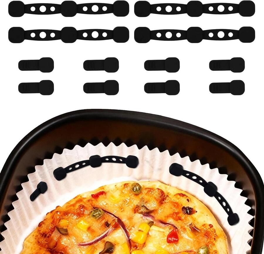 Airfryer Siliconen Clips Bakpapier Houders Veilig Koken Magnetische Bevestiging 12 Stuks Zwart