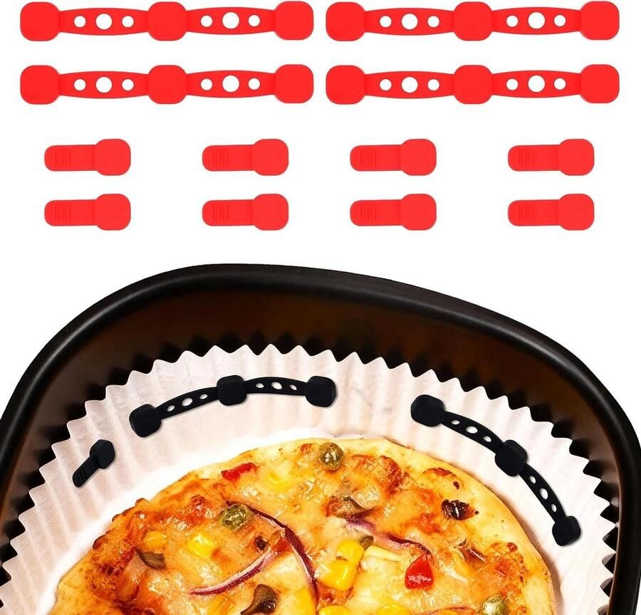 Airfryer Siliconen Clips Bakpapier Houders Voorkom Afdekken Voedsel Magnetische Bevestiging 12 Stuks Rood