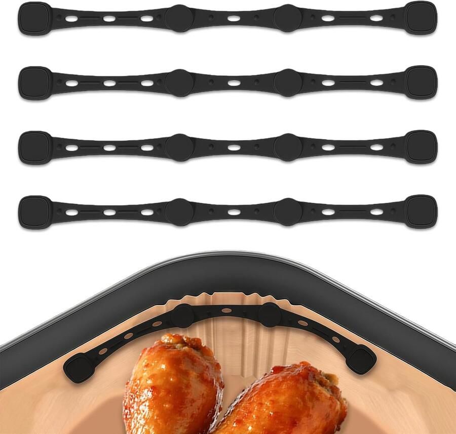 Airfryer siliconen clips Hittebestendige gespen Bakpapier vastzetten Magnetische bevestiging 4 stuks Zwart