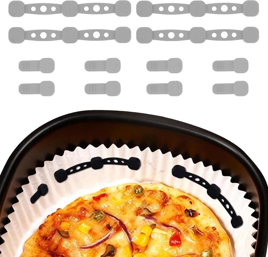 Airfryer Siliconen Gespen Bakpapier Clips Voorkom Afdekken Voedsel Magnetische Bevestiging 12 Stuks Grijs