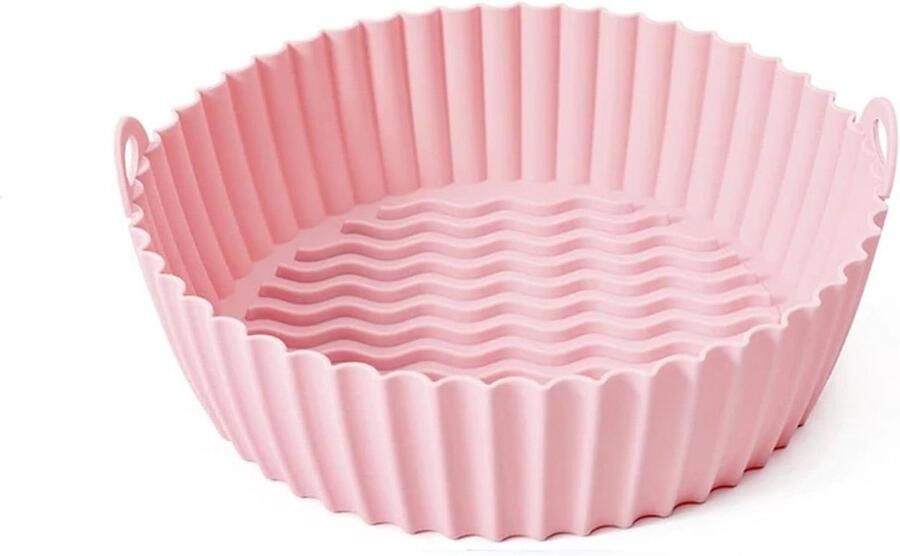 Airfryer siliconen inzetstukken Herbruikbare bakvorm Gelijkmatig koken Anti-aanbaklaag 25 cm Roze - Foto 1