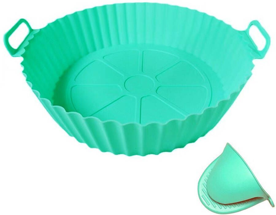 Airfryer siliconen liners 2-pack herbruikbare siliconen airfryer liners ter vervanging van wegwerpbare bakpapier liners antiaanbak hittebestendige airfryer liners ronde airfryer accessoires past op 3 6 tot 6 8QT airfryer pannen (24x19x6cm)