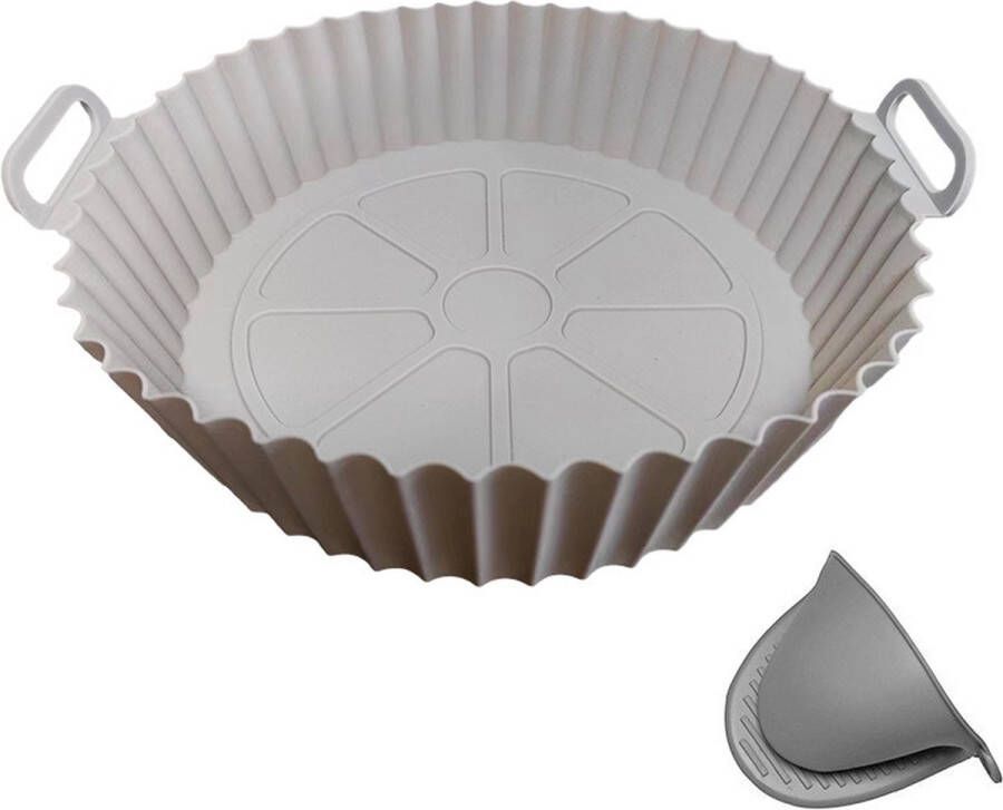 Airfryer siliconen liners 2-pack herbruikbare siliconen airfryer liners ter vervanging van wegwerpbare bakpapier liners antiaanbak hittebestendige airfryer liners ronde airfryer accessoires past op 3 6 tot 6 8QT airfryer pannen (20x17x5cm)
