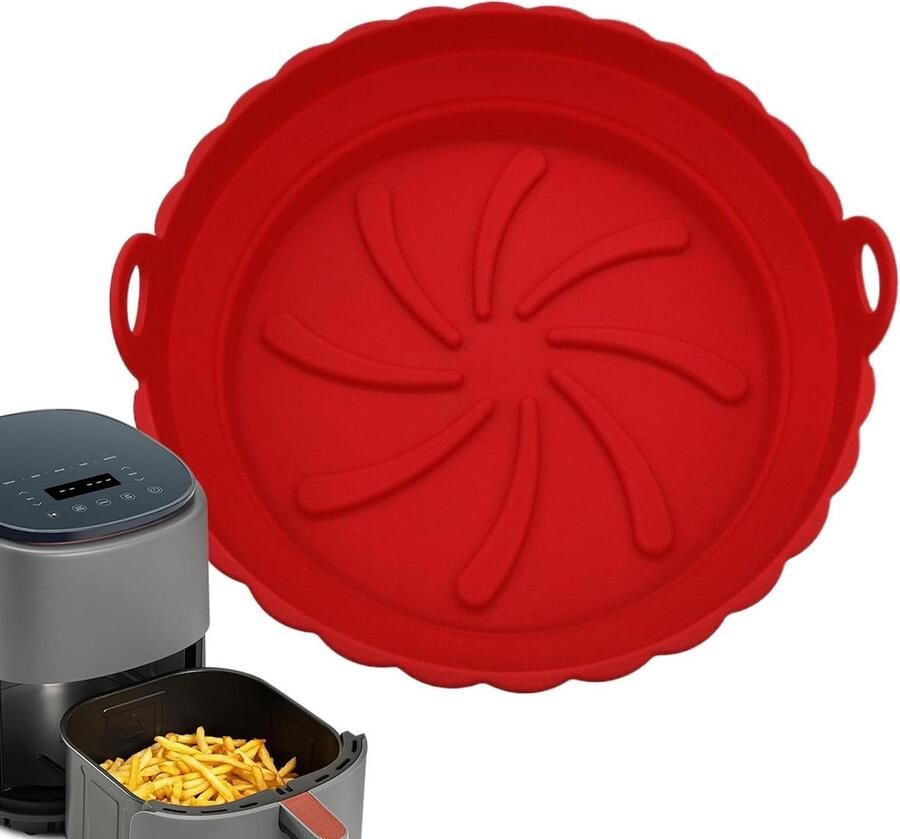 Airfryer Siliconen Liners Herbruikbare Bakplaat Gezond Koken Gelijkmatige Warmteverdeling 20 cm Diameter Rood
