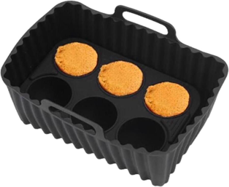 Airfryer Siliconen Liners Herbruikbare Bakplaat Koken en Braden Antiaanbaklaag 18.5 x 12 cm Zwart