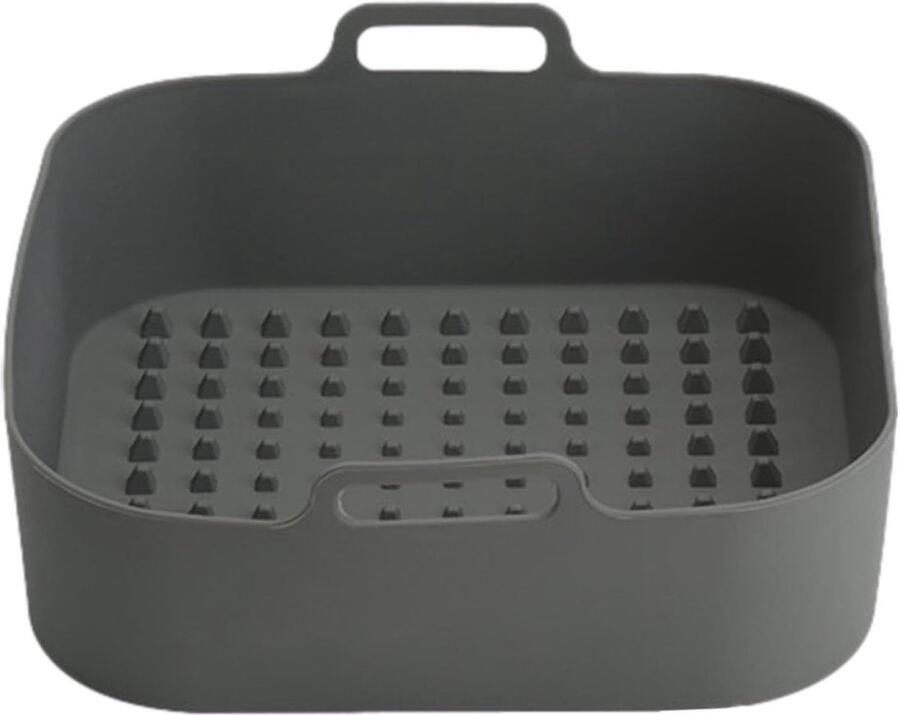 Airfryer Siliconen Mand Airfryer Bakplaat Hygiënisch Bakken Uniek Oliegeleidingsontwerp 20 x 20 cm Grijs