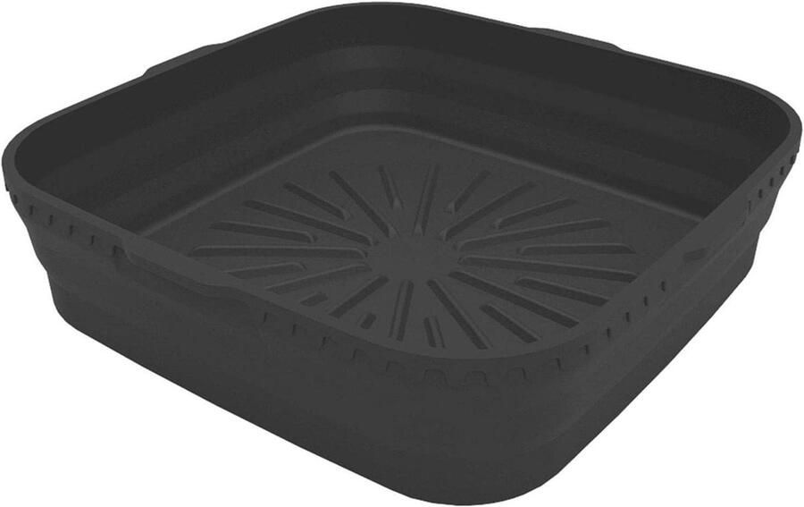 Airfryer Siliconen Mand Bakplaat Liner Gezond Koken Opvouwbaar Ontwerp 20 cm Vierkant Metaalkleur
