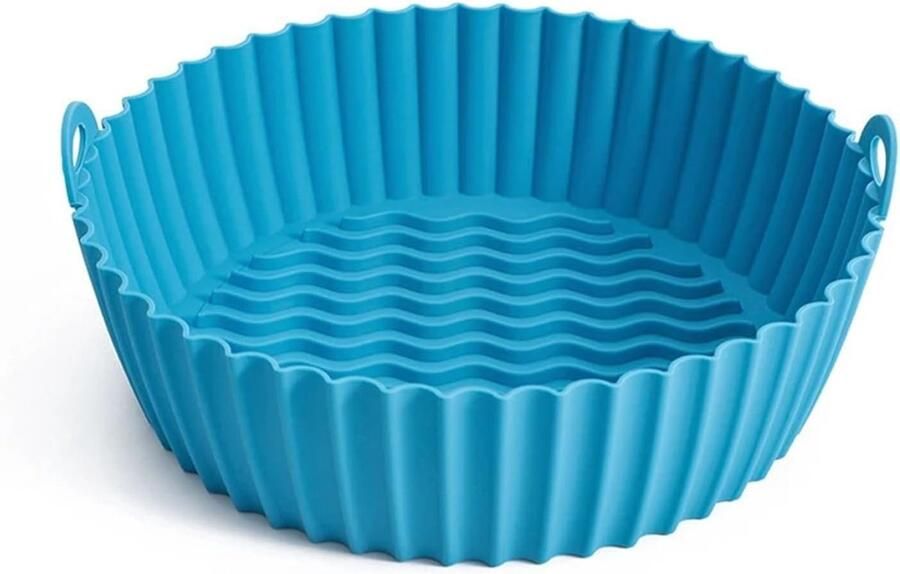 Airfryer Siliconen Mand Bakvorm Bakmat Gezond Koken Anti-olie Ontwerp 25 cm Blauw