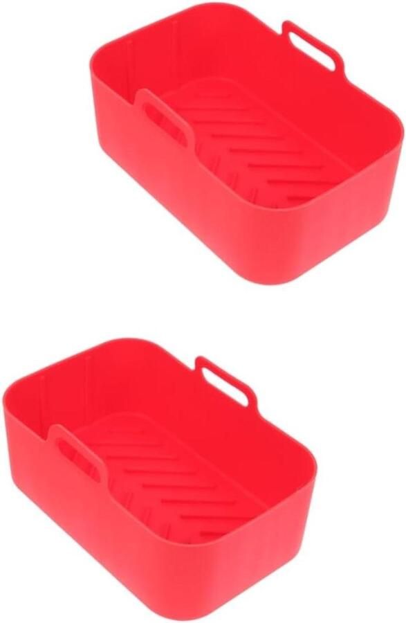 Airfryer Siliconen Mand Bakvorm Bakset Gezond Koken Herbruikbaar Hittebestendig 20x20x20 cm Rood