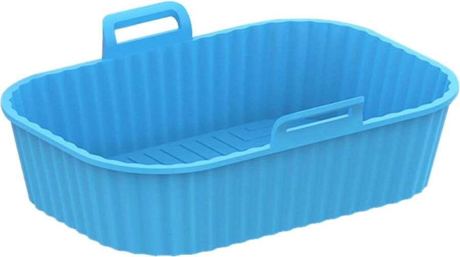 Airfryer Siliconen Mand Bakvorm Herbruikbaar Lekker Koken Gelijkmatige Warmte 21.7 x 18.9 cm Blauw