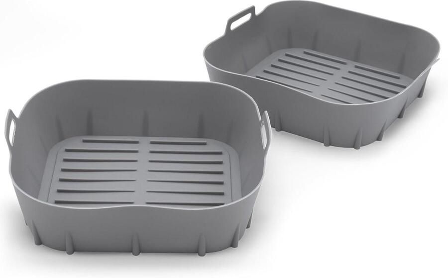 Airfryer Siliconen Mand Bakvorm Heteluchtfriteuse Hygiënisch Bakken BPA-Vrij Herbruikbaar 20.5 cm Grijs
