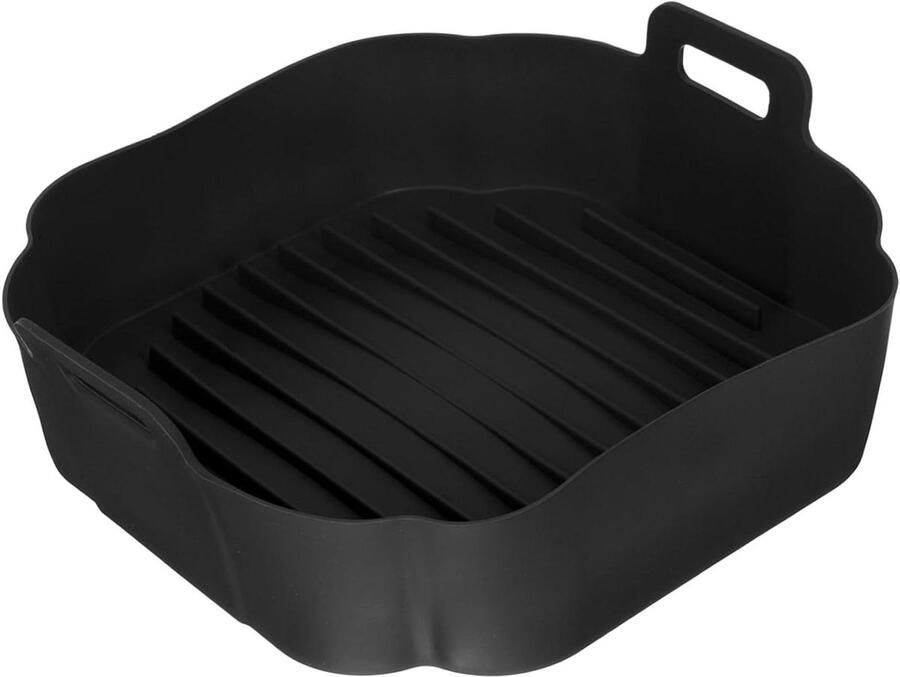 Airfryer Siliconen Mand Bakvorm Vervanging Gezond Bakken Antiaanbaklaag 20 x 20 x 5 cm Zwart
