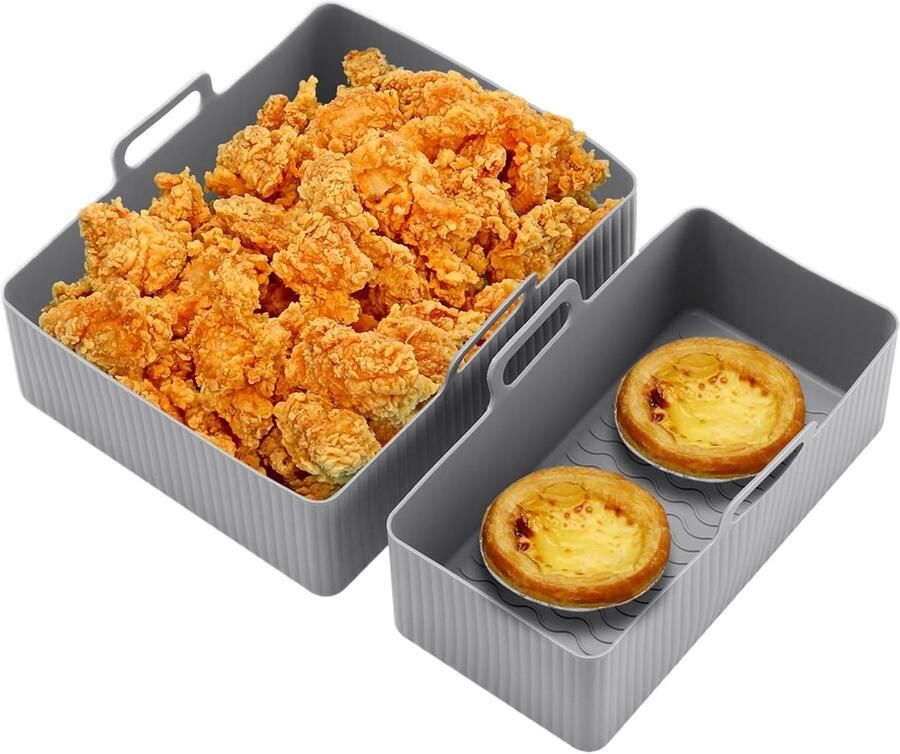 Airfryer siliconen mand Friteuse voering Makkelijk koken Hittebestendig tot 230C 20 cm Grijs