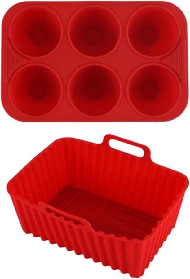 Airfryer Siliconen Mand Ondervellen Keukengadgets Gezond Koken Herbruikbare Ovenbakmat 26.8x13 cm Rood