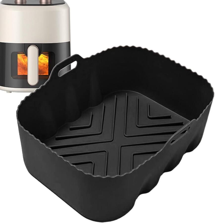 Airfryer Siliconen Matjes Bakbekers Stoommandjes Hygiënisch Bakken Hittebestendig Voedselveilig 22x17 Centimeter Zwart