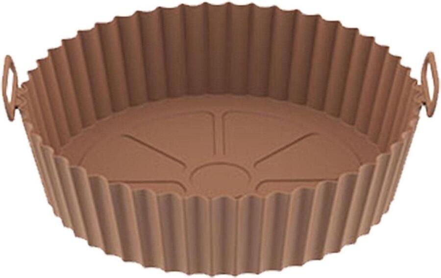 Airfryer Siliconen Pot Herbruikbare Bakvorm Lucht Frituren Streeppatroon Luchtcirculatie Diameter 20cm Bruin
