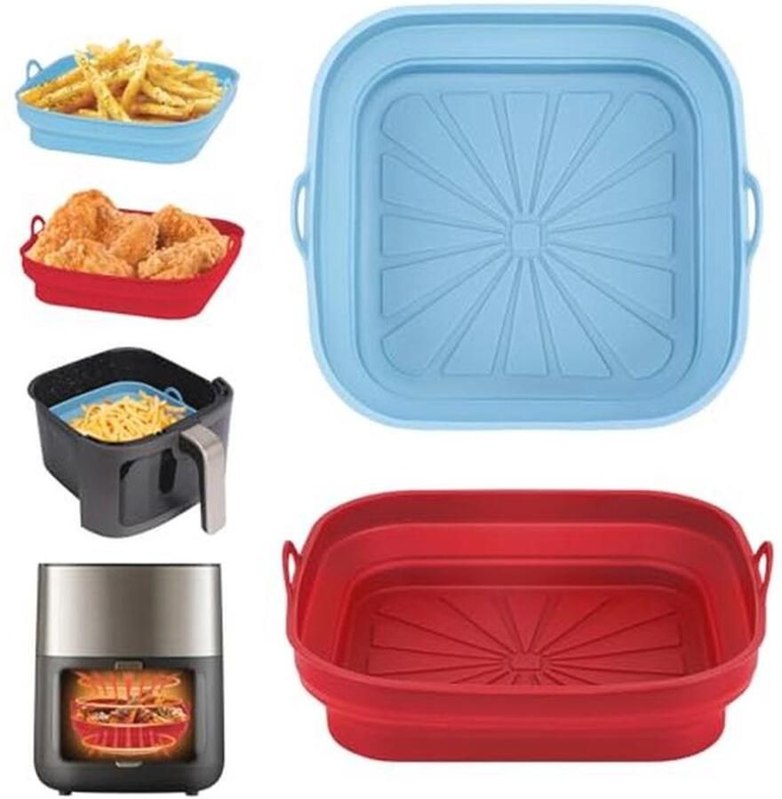 Airfryer Siliconen Pot Herbruikbare Pan Liners en Tray Rack Accessoires voor Heteluchtfriteuse en Magnetron (2 Stuks)