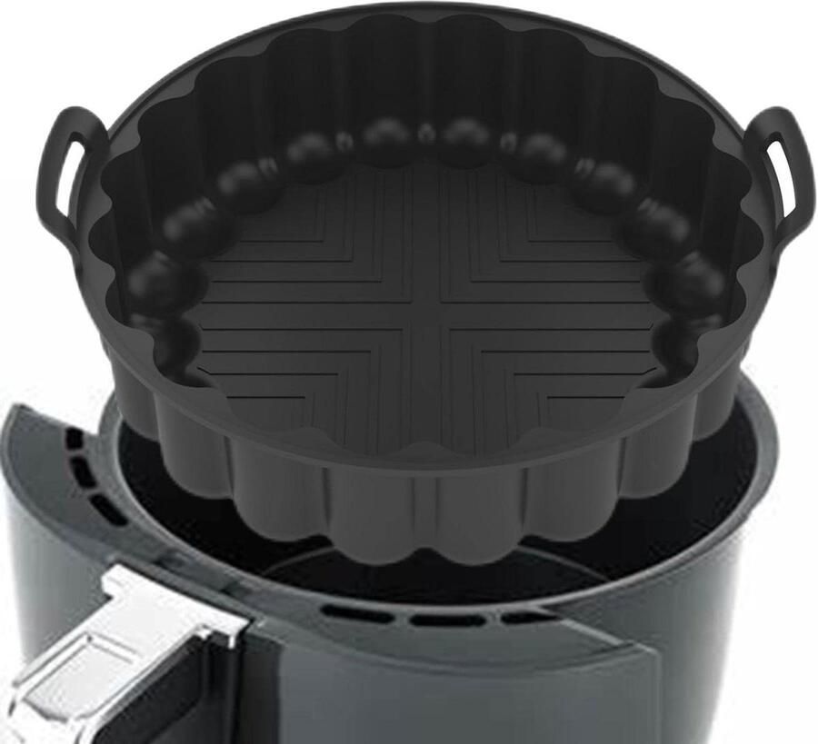 Airfryer Siliconen Pot Ovenbak Ronde Bak Lekker Koken Niet Klevend Universeel Zwart
