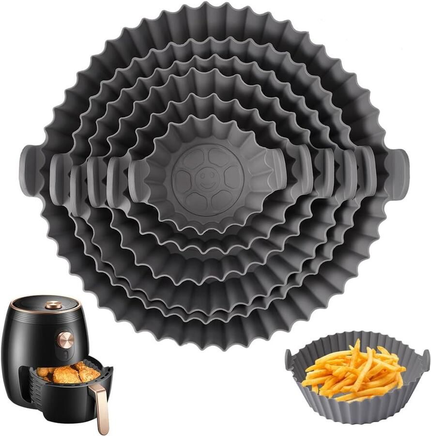 Airfryer Siliconen Pot Set van 6 Herbruikbaar Siliconen Inzetstukken voor Heteluchtfriteuse