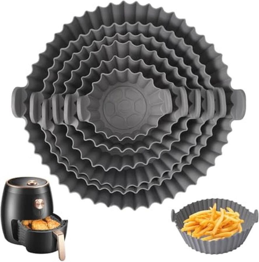 Airfryer Siliconen Pot Set van 6 Herbruikbaar Siliconen Inzetstukken voor Heteluchtfriteuse