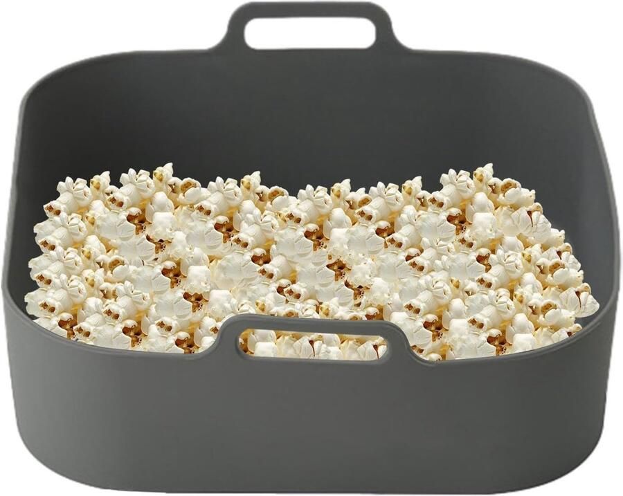 Airfryer Siliconen Pot Voering Grillplaat Veelzijdig Koken Met Handgreep 20x20x6 cm Grijs