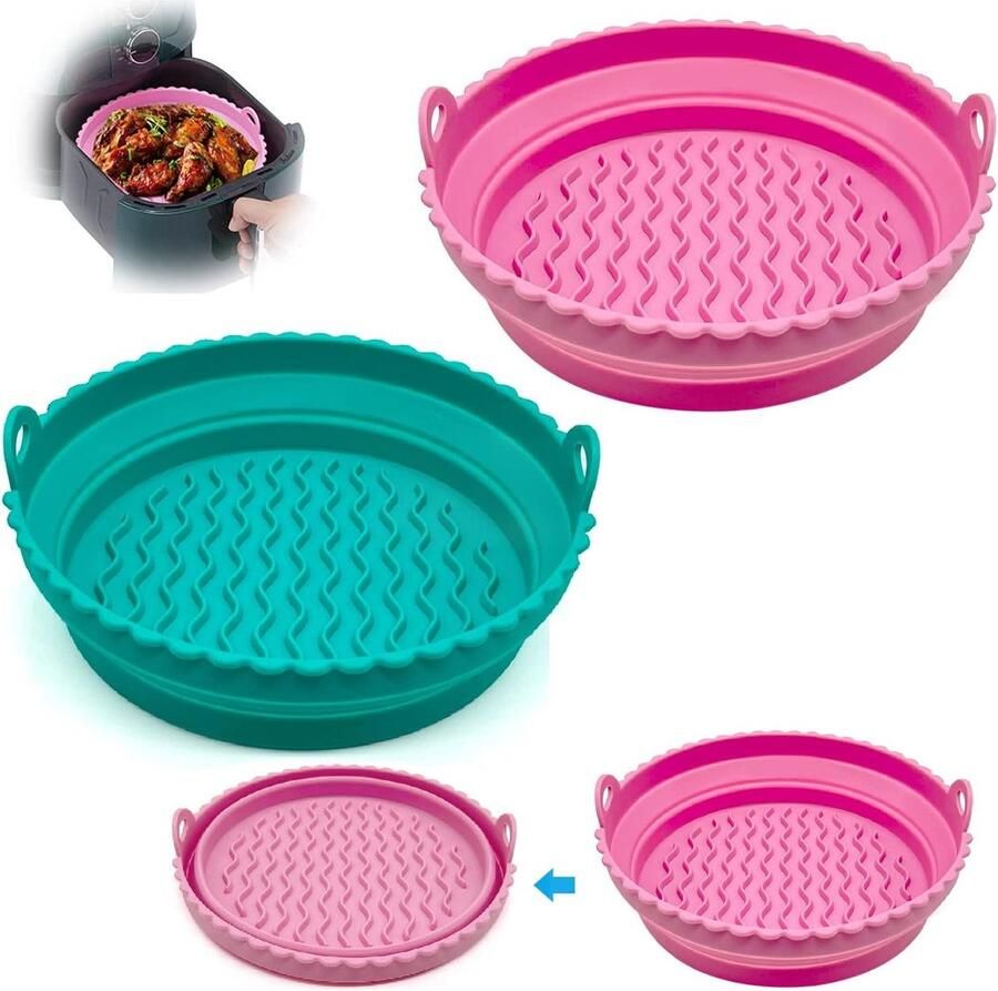 Airfryer Siliconen Potten Luchtfriteuse Accessoires Gezond Koken Opvouwbaar Ontwerp XX-Large Roze